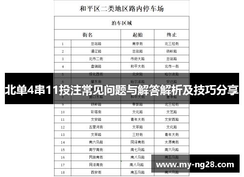 北单4串11投注常见问题与解答解析及技巧分享